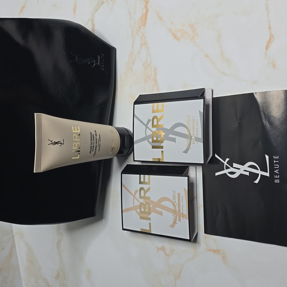 Yves Saint Laurent Black Cosmetic Bag with Libre Products Bundle New - Picture 3 of 5